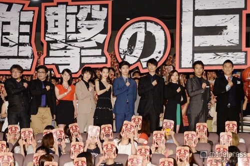 nakunta: 150801 Satomi-chan looks stunning in long black dress at Attack on Titan premiere stage gre