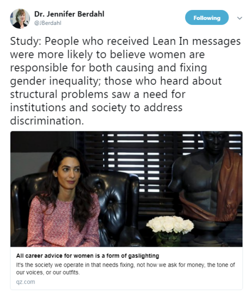 “Study: People who received Lean In messages were more likely to believe women are responsible for b