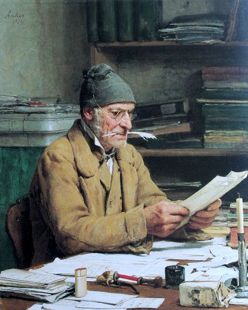 artist-anker: Der Gemeindeschreiber, 1874, Albert AnkerMedium: oil,canvas