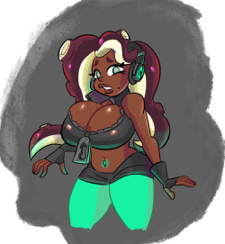 glassfishart:    Anonymous said: Thoughts on marina from splatoon?   Never played the games, but her design is pretty cute!  &lt; |D”‘‘‘‘‘