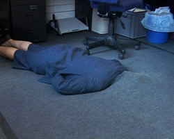 mentaltimetraveller:  Sofia Hultén, Grey Area. 12 Attempts to hide in an office environment, 2001 (Videostill)