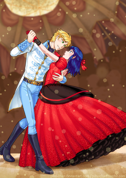 piku-chan:  WELP lately I’m so bad at finishing stuff on time :\ Aaaannnnyhoo, here’s the Honorable First Dance to go with my Ladrien Cinderella AU compilation. I’m not as happy with this as with my Marichat version (and that’s not cos Marichat