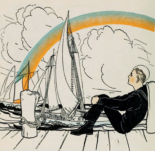 Rainbow in the morning - Iris Weddell White illustration from Journeys through Bookland - Charles He
