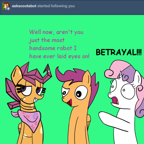 askscootabot:  scootaloveshack:  It’s like looking in a metallic mirror! ((had
