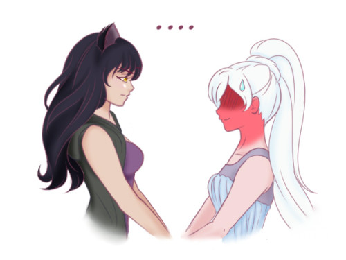 gauntletstopgreaves: “First time Blake told Weiss she loved her, Weiss literally tried to tip her” I’ve been meaning to do some monochrome and then @anawitchs and I got to talking about Weiss being emotionally stunted and unable to express love