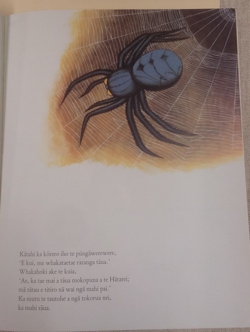 #VoicesFromTheStacks Te kuia me te pungawerewere [Kuia and the spider.] by Patricia Grace  translate