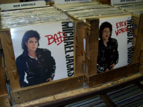 punnysher: viralthings: Al Yankovic’s Album on Sale next to Michael Jackson’s. Jojo Stan