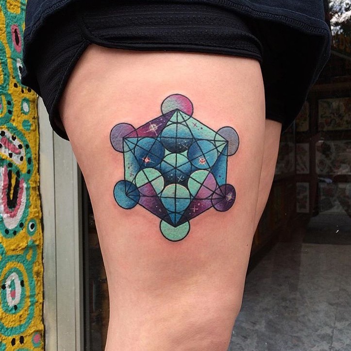 My fresh new Metatrons Cube tattoo Shout out to this sub for helping  me decide how to apply it to my body  rSacredGeometry