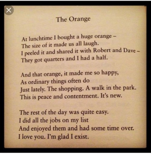 phoebedl: 23456787654: Wendy Cope this just made m cry! [The OrangeAt lunchtime I bought a huge oran