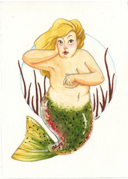 of-monsters:  Big, sassy, beautiful freshwater mermaids selling the originals at my colleges art sale next Thursday, prints will also be available  2013 / watercolor and gouache  view more illustrations at my website