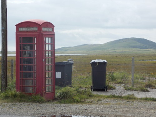 Telephone box at the crossroads, Heylipol, Tiree