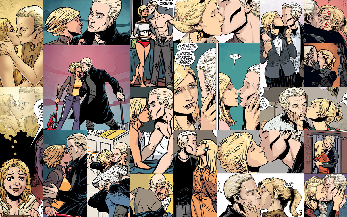 every Spuffy kiss in the Buffy the Vampire Slayer comics (seasons 8, 10, 11)