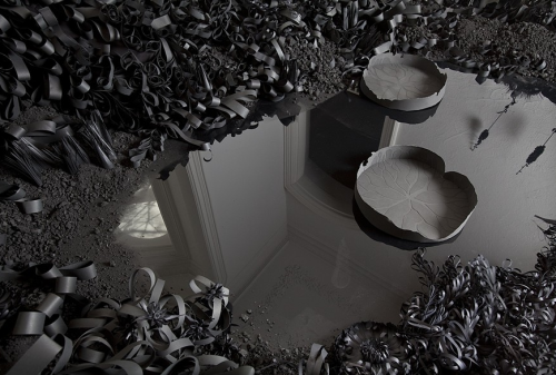 hifructosemag: myampgoesto11: Paper installation by Lauren Fensterstock Paper earth party