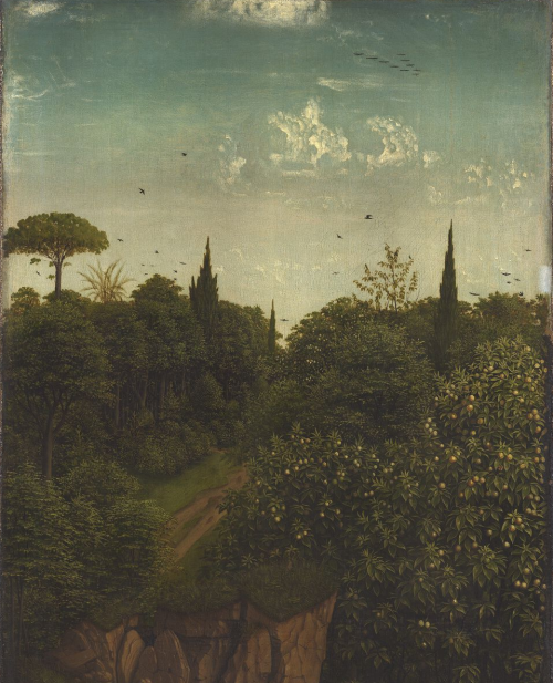 The Ghent Altarpiece - details of some of the landscapes. Hubert and Jan van Eyck, 1426-1432.more he