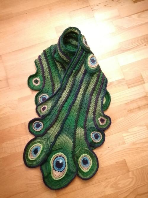 knithacker:Crochet a Beautiful & Elegant Peacock Scarf Designed By Sarah Lidster:https://buff.ly