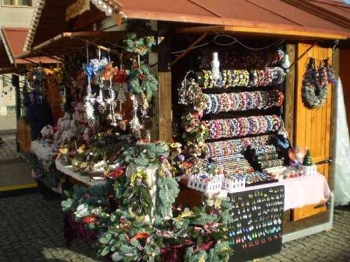 Merchandise offered on Christmas market in city Wroclaw, Poland (the flowers fot.7 are offered on So