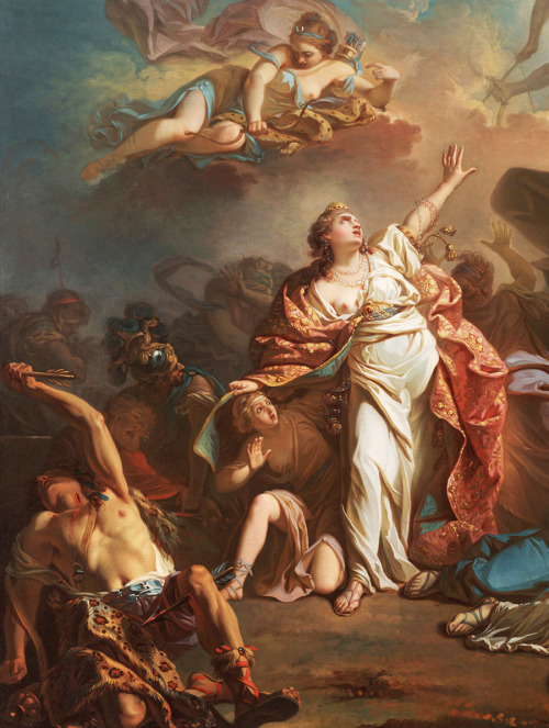 jaded-mandarin:Jacques-Louis David. Detail from Children of Niobe, 1772.
