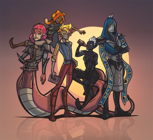 rebswashere: My current Dragon Heist Party called Fortune FiveFrom left to right:Lotus the Naga Figh