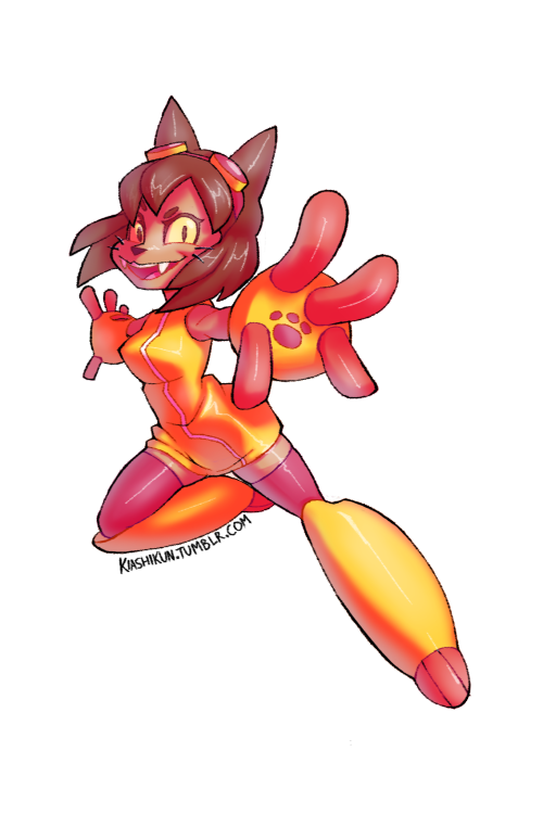 kiashikun:  @rubberninja’s robo kitty girl from his upcoming series gameoverse!! I did this on a pho