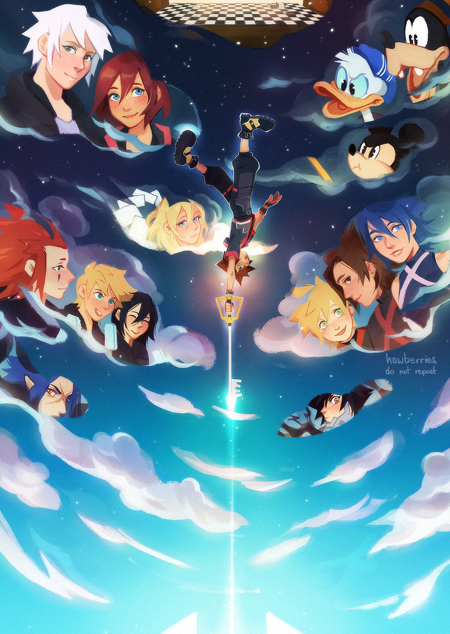 hawberries:  one sky, one destiny![image: a digital painting of sora falling headfirst