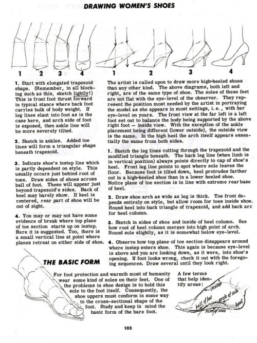 talesfromweirdland:How to draw feet: scanned pages from a handbook explaining just that. Feet and sh