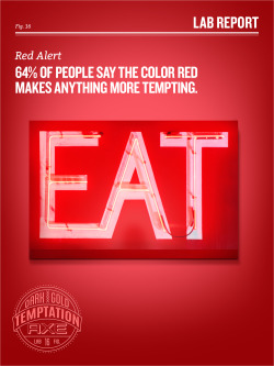 Axetemptation:  64% Of People Say The Color Red Makes Anything More Tempting. Notes: