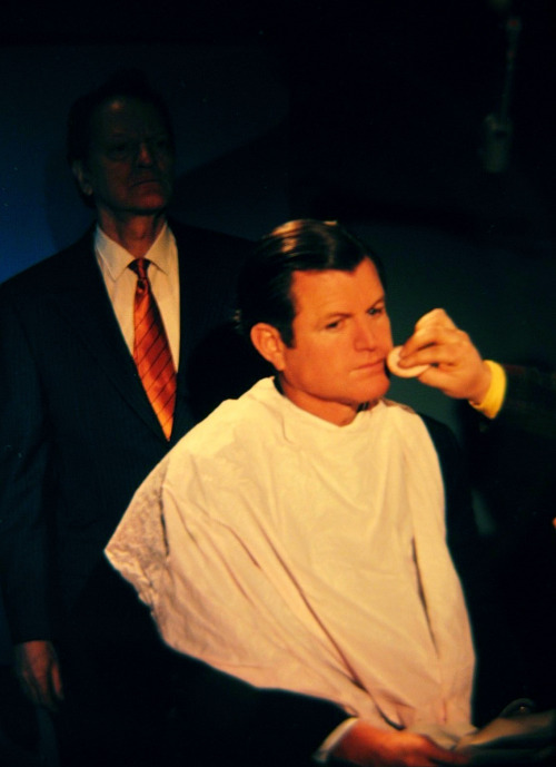 thekennedyclan: 1971, Ted Kennedy getting his makeup done on the set of NBC’s Meet the Press