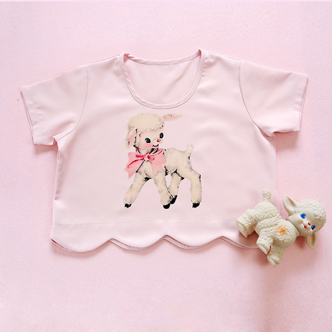himifashion:  (via Little Lamb Petal Edge Short Shirt Free shipping from HIMI'Store) 