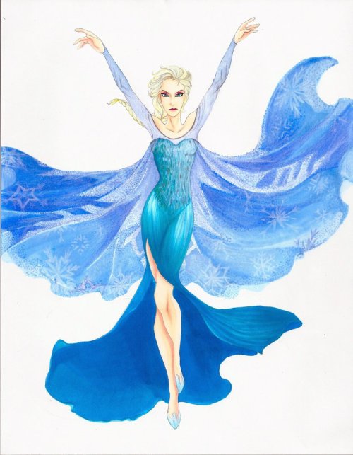 Elsa, Prismacolor Marker, 2015Artwork © Dana Veitinger “Lady of the General”Frozen © Disney