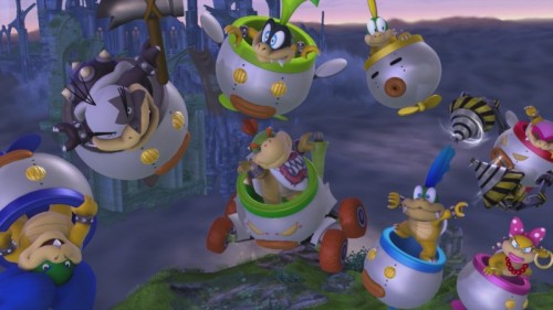 Bowser Jr. and the Koopalings from the ending clear movie in Super Smash Bros. for WiiU.