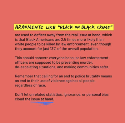 bfpnola:Black-on-Black crime is merely a deflection from the real problems at hand. End of story. Stay safe and educate! ✊🏽 Follow @bfpnola for more and check our bio for over 200 free social justice and mental health resources! 