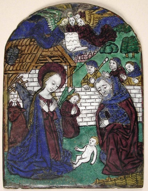 Plaque with Adoration of the Shephards by Monvaerni, Medieval ArtMedium: Painted Enamel, copperFletc