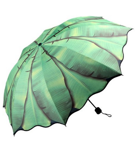 LifEast Corrugated Edge Folding Umbrella Rain/ Sun Block Anti-UV Banana Leaf Umbrella