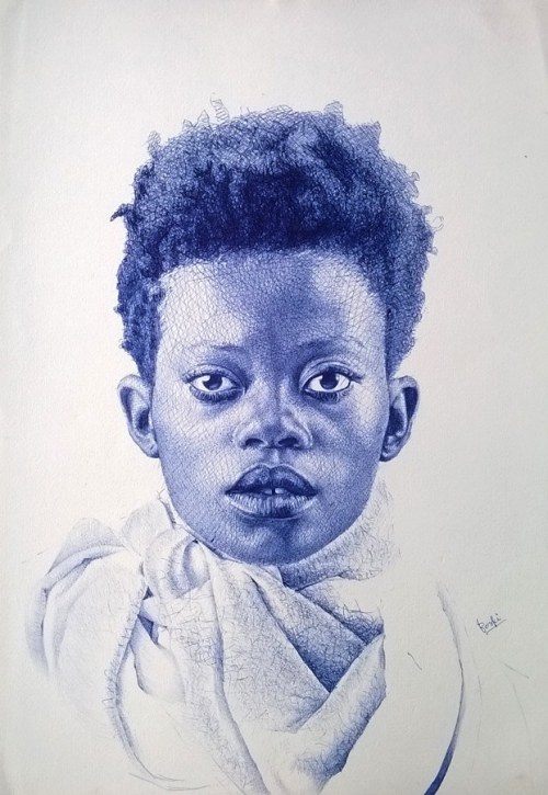 littlelimpstiff14u2:  Some New Breathtakingly Good Biro Pen Art from Enam BosokahEnam is a freelance artist living in  Accra, Ghana    He only uses a biro or bic penBehance