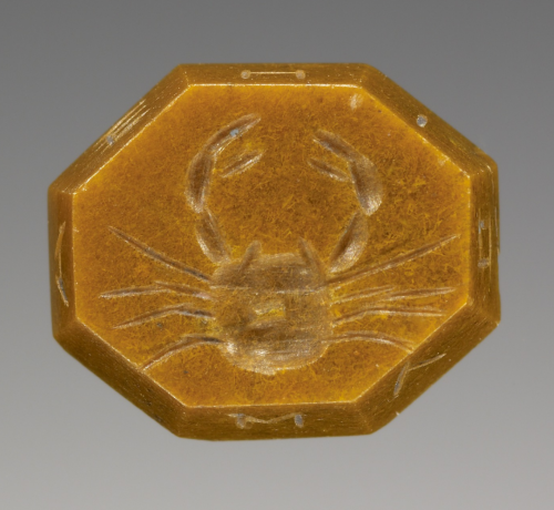 desimonewayland:Roman Engraved Gem - 2nd–4th century A.D.Yellow jasper On reverse, inscribed i