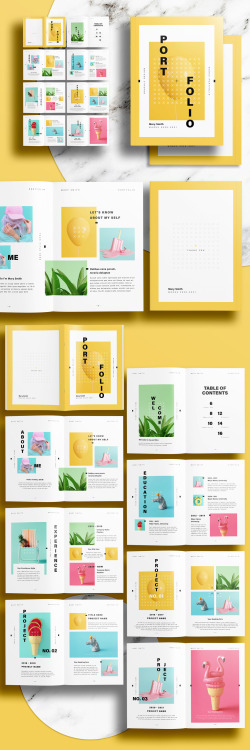 A Unique Portfolio InDesign Template with Yellow AccentsDownload here.Follow WE AND THE COLOR on:Fac