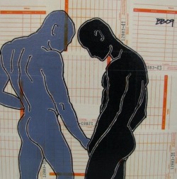 artqueer:  Black Boot |  Berlin Boys 2 | 2009 | 30 x 30 cm | pencil, marker, acrylic &amp; collage on wood 