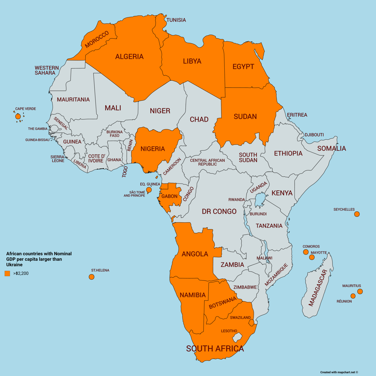 African countries with Nominal GDP per capita... Maps on the Web