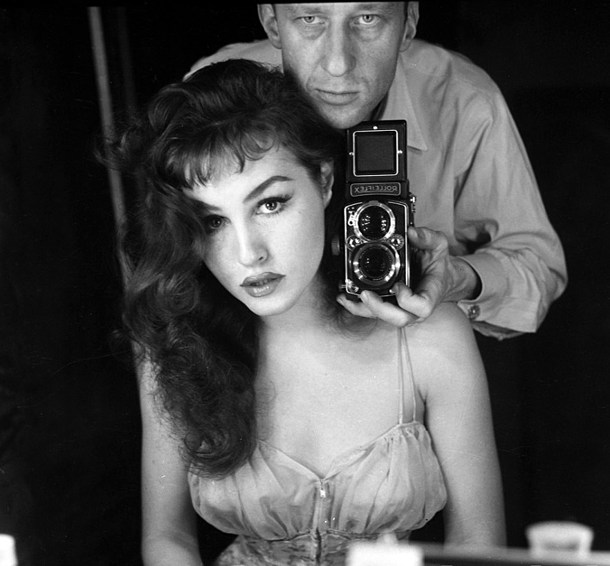 lifefreedom28:  Julie Newmar and photographer, 1950s