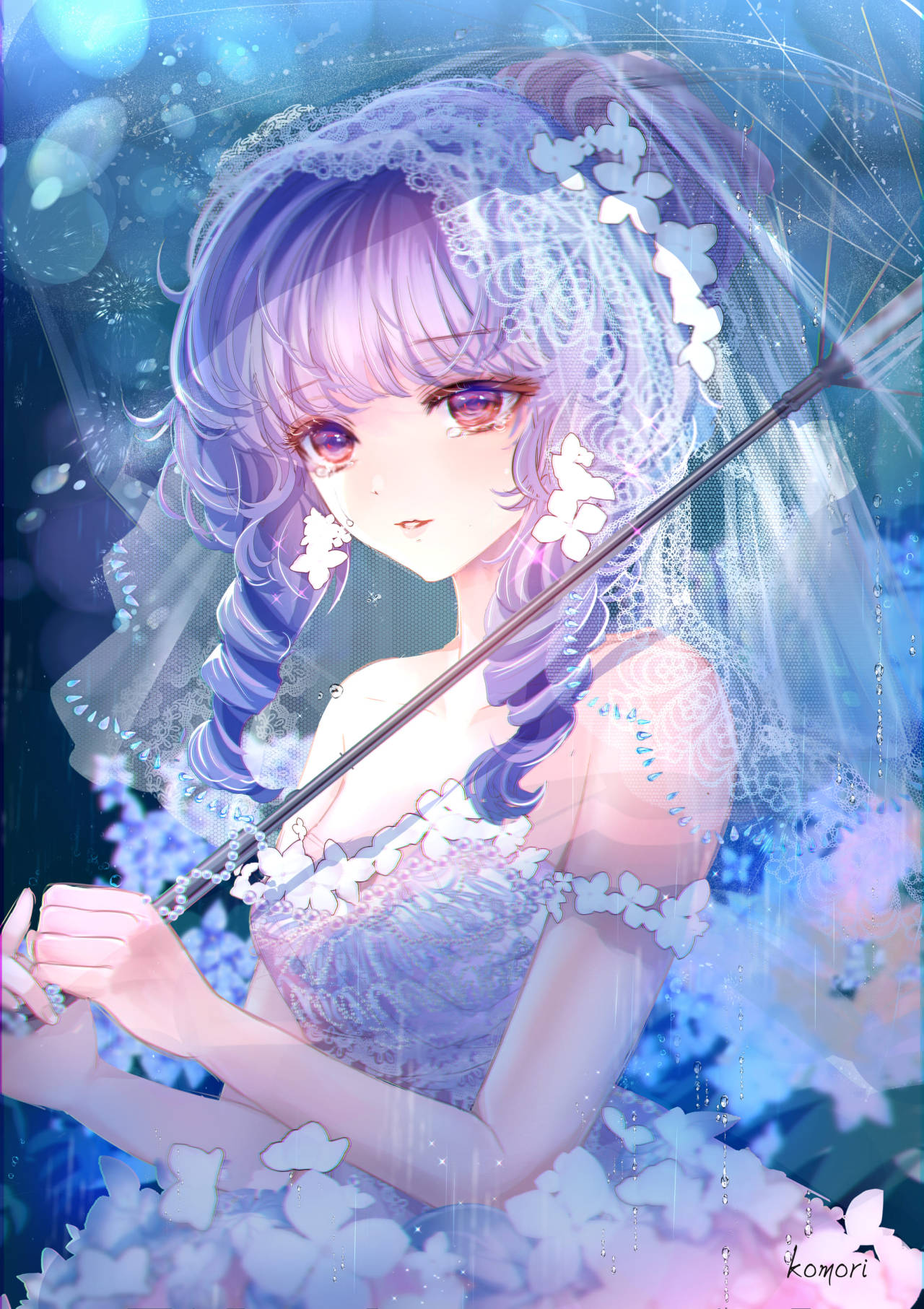 女の子 イラスト 創作 少女 絵 紫陽花姫 Hydrangea Princess