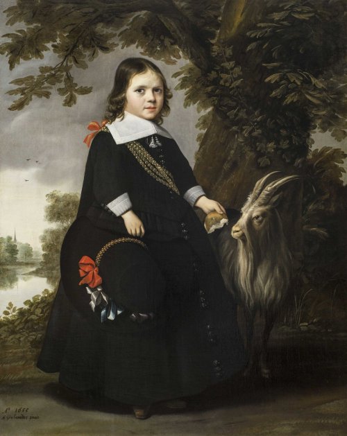 history-of-fashion:1655 Anthonie Palamedesz. - A Young Boy with a Billy Goat(Lawrence Steigrad Fine 
