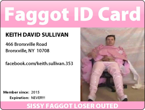My Faggot ID Card - I am now completely OUTED with my REAL name, address and facebook link posted!!!