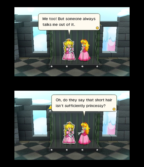 pussyshart:  bryskye:  One of the more interesting conversations involving Princess Peach I’ve seen, in part because it seems rather meta and referring to some general critiques of the character and similar ones at large.  somone please give us Short