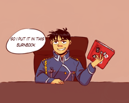 mikasrockbells: there isn’t one of riza because she did NOT leave eastside for this happy fma/mean girls day! 
