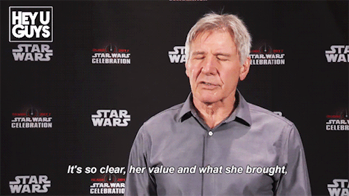 harryandcarrison:Harrison Ford when asked about Carrie Fisher at the Star Wars Celebration in Orland