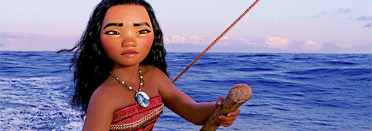 sansqstark: I am Moana of Motunui. Aboard my boat, I will sail across the sea, and
