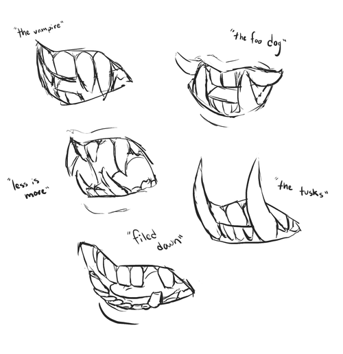 chinburd:  anatoref:  Fangs!Top ImageRow 2, 3 & 5 (Right)Row 4: Left, Right (Source Unknown)Row 5 (Left)Bottom Image (Source Unknown)  @dogmonster @visceradolly @cadaverbox 