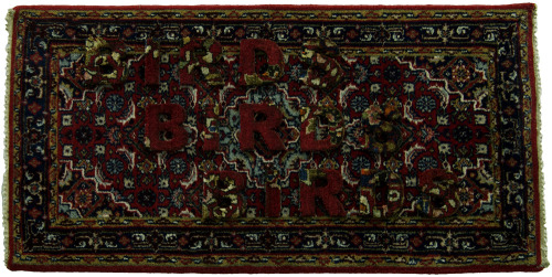 thetehrantimes:Anahita RazmiFirst row: I Want an International Lover - 2012 (Hand woven wool carpet 