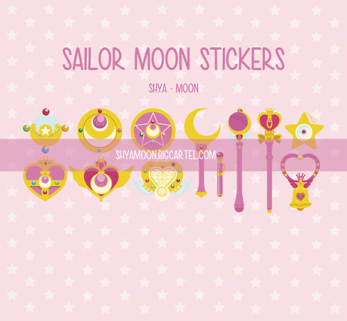 Sailor Moon Weapons Stickers Set!Available at: http://shyamoon.bigcartel.com/
