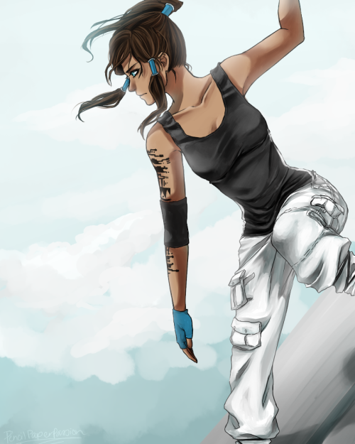 pencilpaperpassion:  Korra x Mirrors Edge crossover I know I made a ton of mistakes in Faith’s outfit but please ignore them.    yes! <3